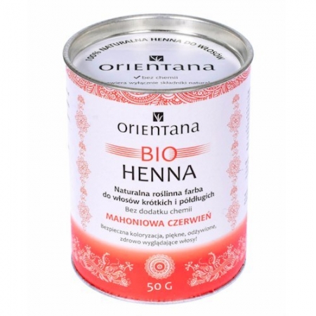 ORIENTANA Bio henna MAHONIOWA CZERWIEŃ do włosów półdługich i krótkich 50g